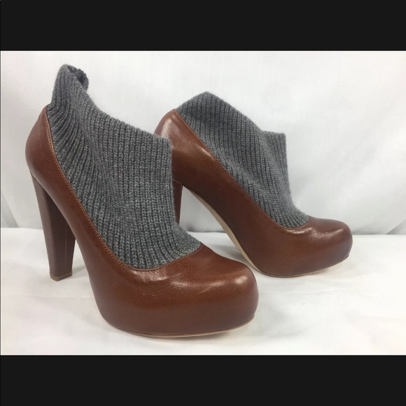 Loeffler Randall Shoes - NEW LOEFFLER RANDALL 4" High Heels Hidden Platform Pumps Brown Grey Knit Trim